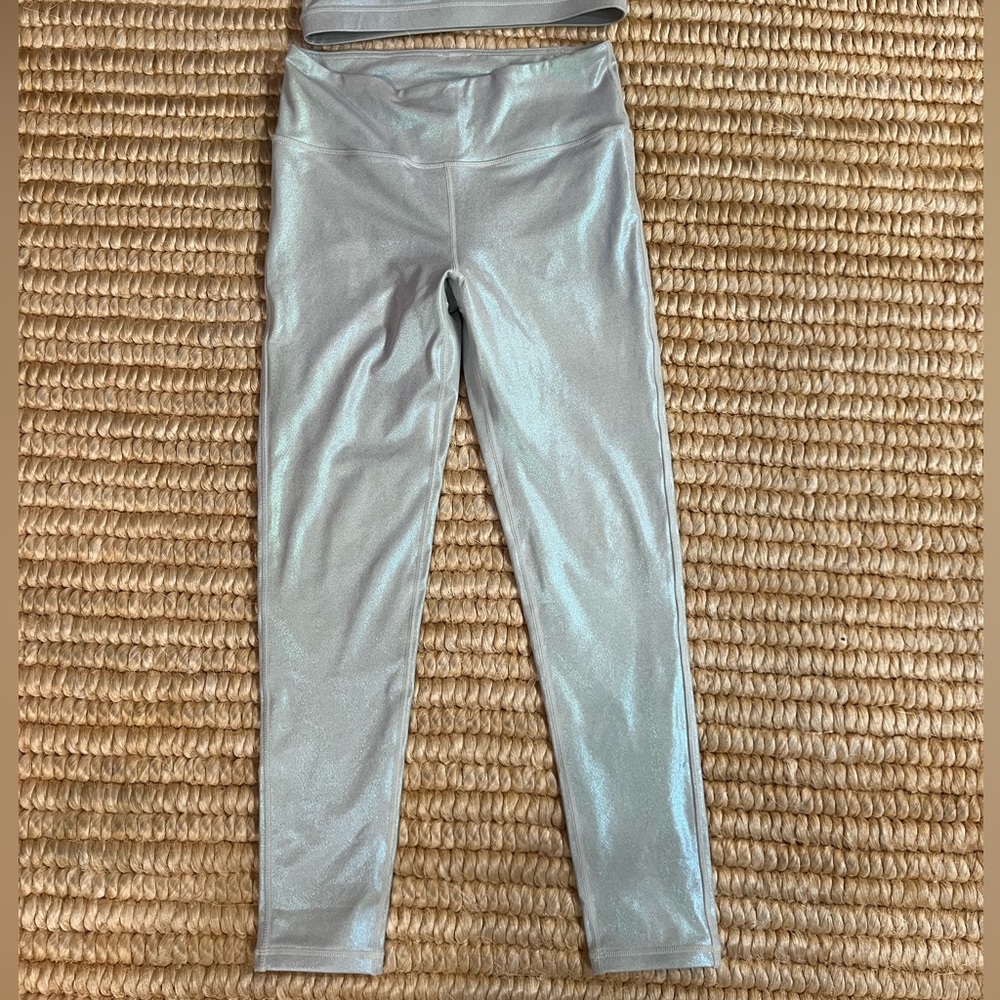 PQ Swim silver yoga high waisted pants L